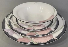 NORITAKE JAPAN New Decade CAFE DU SOIR Dinner Plate Saucer Bowl 9091 SET OF 4