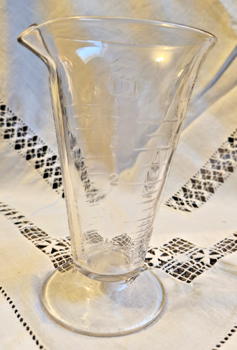 Clear Glass Apothecary Pharmacy Footed Measuring Beaker w Small Pontil Mark - Picture 2 of 7