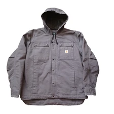 Carhartt Utility Jacket Mens XL Gray Sherpa Lined Hooded Relaxed Fit 103826 