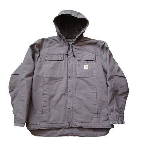 Carhartt Utility Jacket Mens XL Gray Sherpa Lined Hooded Relaxed Fit 103826