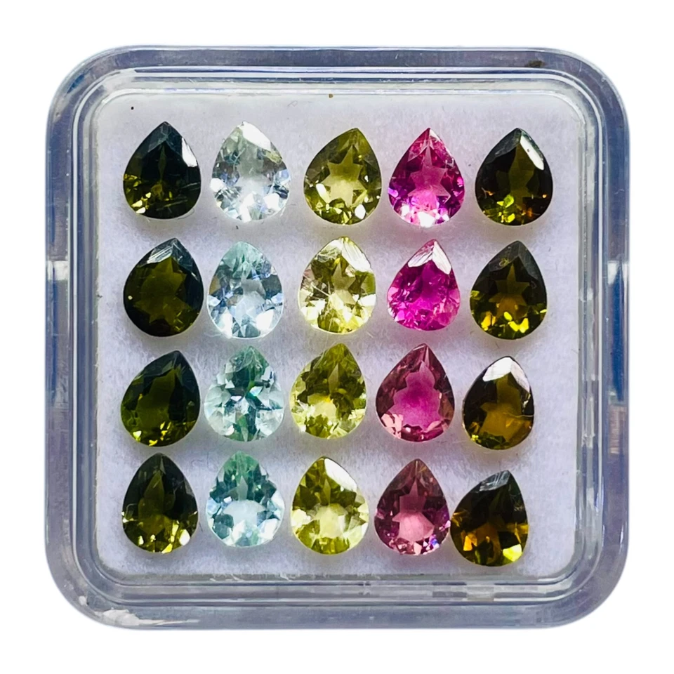 VVS 20 Pcs Natural Multi Tourmaline 5x4mm Pear Cut Loose Gemstones Lot 6.00 Cts - Image 4 of 4
