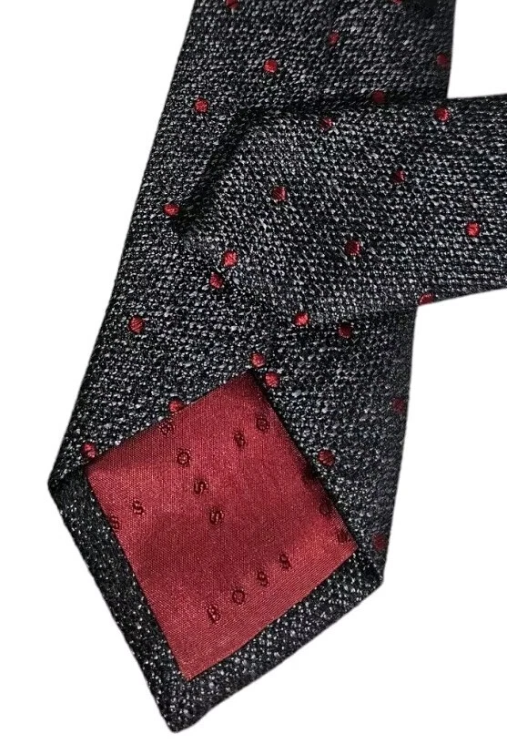 Corbata de hombre Hugo Boss 100 % seda LUJO corbata gris lunares con:2,5" usada en excelente estado  Foto 4 de 4