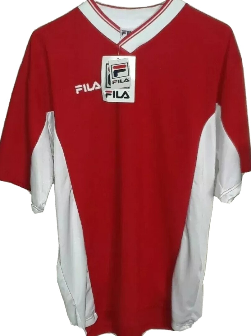 NWT! FILA Graphic Logo V Neck Tennis Shirt! Adult Medium. 