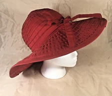 Vintage Red Fabric Floppy Hat High Fashion Red Hat Society