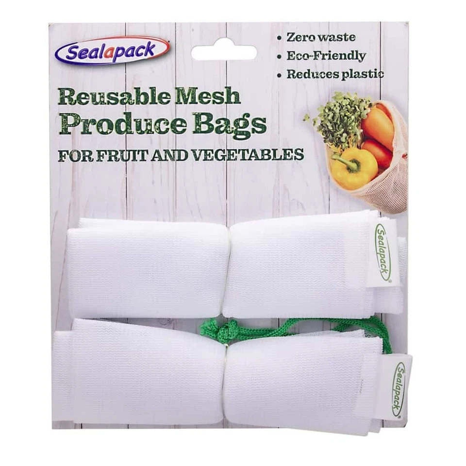 SEALAPACK Reusable Produce Bags Mesh Bag for Fruit and vegetables Grocery Shopping Storage