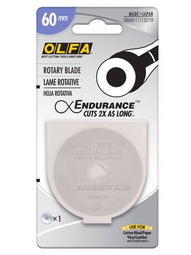 OLFA ENDURANCE ROTARY BLADES 60mm 1 PACK RB60H-1 BRAND NEW FREE SHIPPING