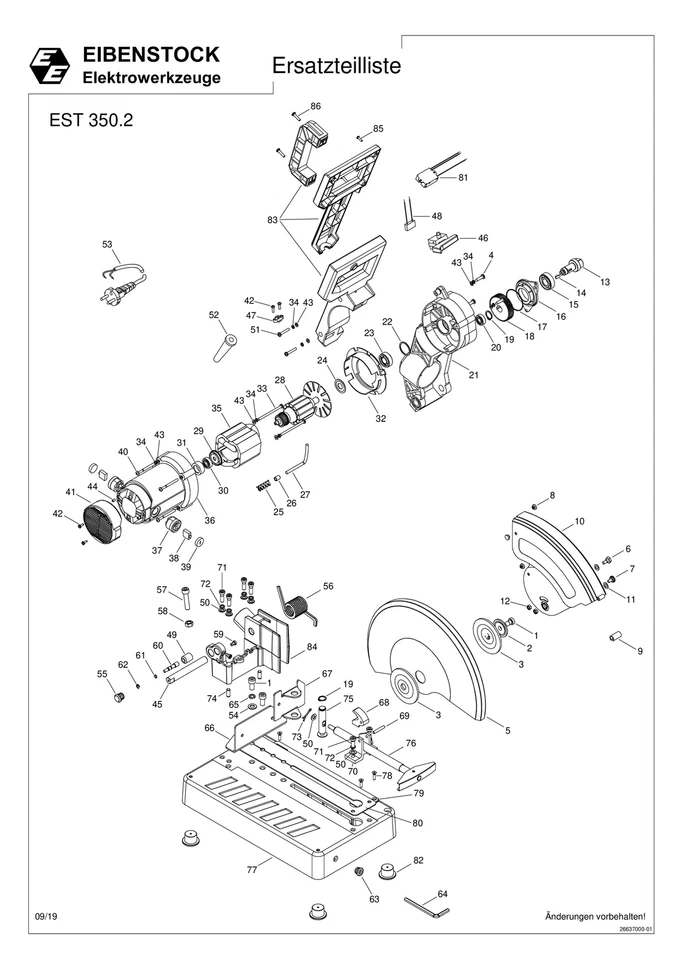 EIBENSTOCK ELEKTROWERKZEUGE Eibenstock Ersatzteile für EST 350.2 Universalsäge