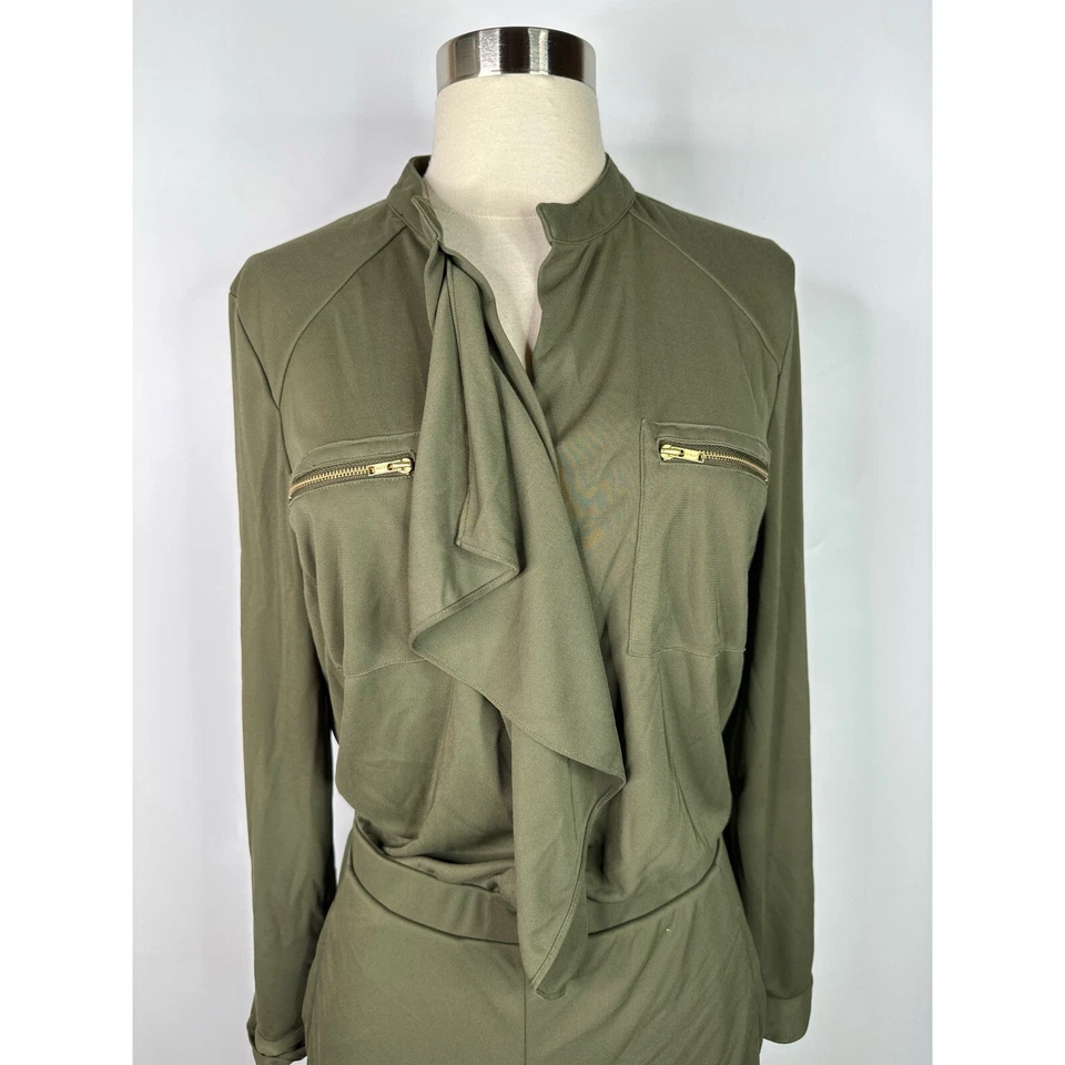 Chico’s Roll Tab Sleeve Collared Jumpsuit Sz M Foto 3 de 4