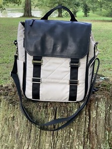 Paperclip Diaper Bag Backpack White And Black With Changing Table