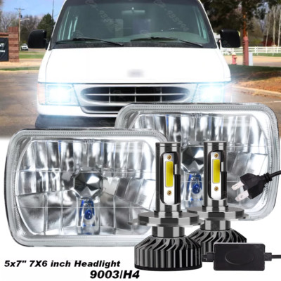 Pair 7x6'' LED Headlights Sealed Square Headlamp For Ford E150 E250 E350 H6054
