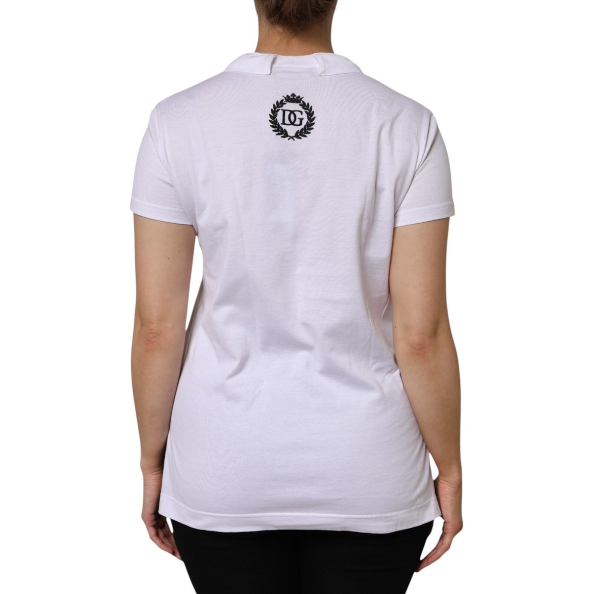 DOLCE & GABBANA T-shirt White Cotton Short Sleeve V-Neck Top
