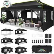 COBIZI 10x10 10x30 Pop Up Canopy Waterproof 3 Height Tent with Reflective Strip