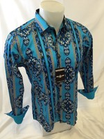 Mens Barabas Designer Shirt Woven El Chapo Blue Aztec Button Up Slim Fit 6021 Mens Barabas Designer Shirt Woven El Chapo Blue Aztec Button Up Slim Fit 6021