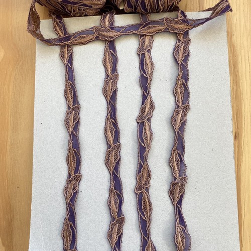 2 Yards Purple & Brown Embroidered Ribbon Trim /Sewing/Crafts/Bridal/ 3/4" Wide - Picture 15 of 16