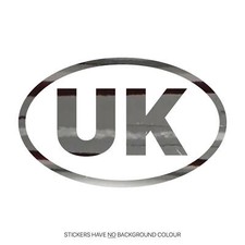 UK Car Stickers - Chrome Silver Oval Self-Adhesive Vinyl New GB Decals Cars
