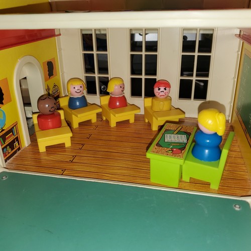 WOW! Excelente Estado; 1973 Fisher Price "Juega a la Escuela Familiar" #923 ¡con CAJA! LEER - Imagen 15 de 22