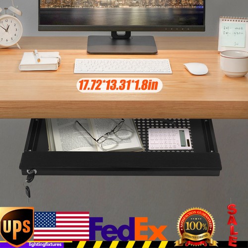 Slide Out Under Desk Keyboard Tray Pull Out Keyboard Drawer Shelf Vented Design