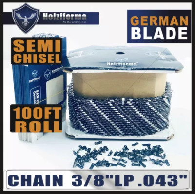 Chaîne remises de scie Holzfforma 100FT Roll .3/8LP .043 compatible avec Husqvarna Oregon
