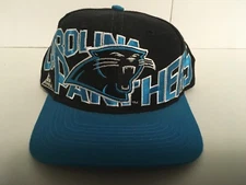 Vintage Carolina Panthers Apex One 90's Big Logo Spell Out NFL Snapback Hat Cap