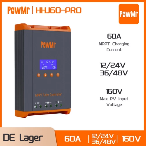 PowMr 60A Solar Laderegler MPPT Controller Photovoltaik 12V 24V 36V 48V Parallel