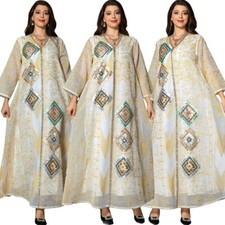 Women Muslim Long Sleeve Maxi Dress Kaftan Robe Islamic Abaya Dubai Turkey Gown