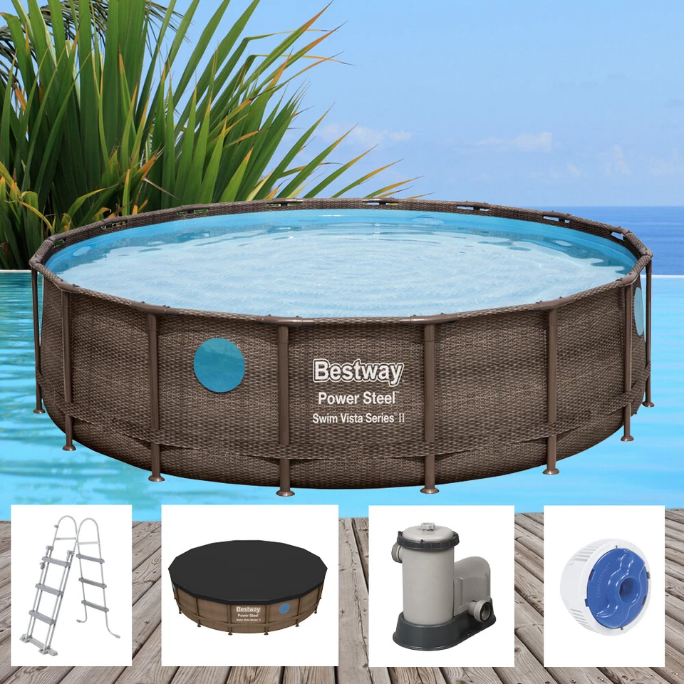 Bestway Power Steel Swim Vista Series 488x122cm Pool mit Filterpumpe 56725