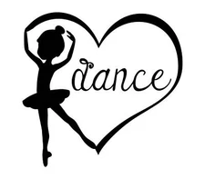 Vinyl Decal for Window - Dancer w/ Heart (May Customize w/ Name), Various Sizes