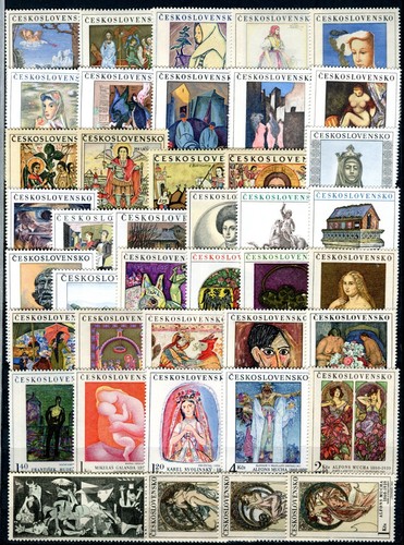 TSCHECHOSLOWAKEI 1966-1990 Kunst Gemälde Sammlung 12 komplette Sätze postfrisch (K242)