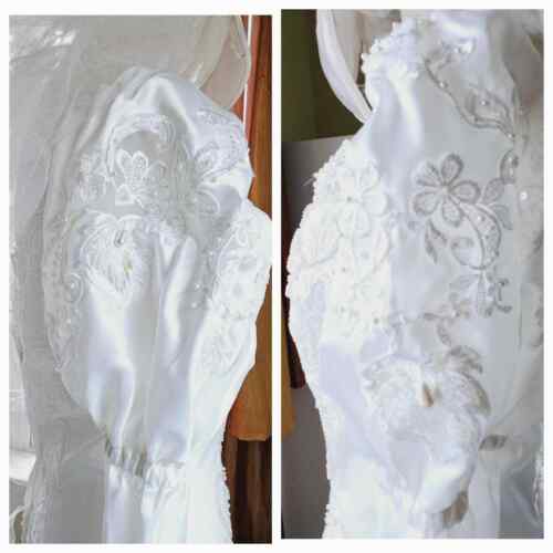 Vintage 1980er Größe 8 San Martin Bridals weiß aufwendig bestickt Brautkleid - Bild 4 von 24