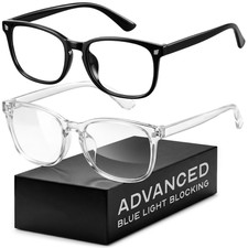 Blue Light Blocking Glasses - UV400 Computer  Gaming Glasses TR90 Square Unisex