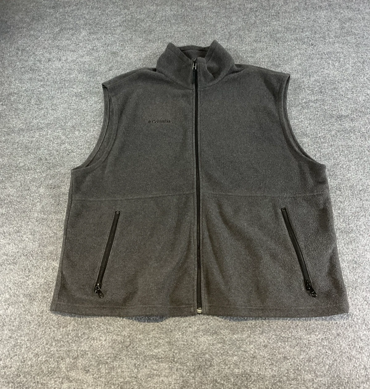 Columbia Fleece Vest Mens XXL Gray Full Zip Sleeveless Outdoor Hiking Pockets