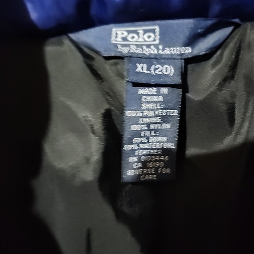 Polo by Ralph Lauren Jugend XL 20 Daunen blau durchgehender Reißverschluss versteckte gefütterte Jacke Mantel - Bild 7 von 8
