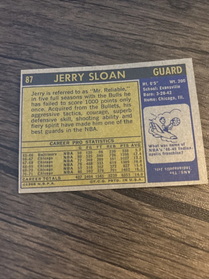 1971-72 Topps - Jerry Sloan #87 - Image 2 of 2