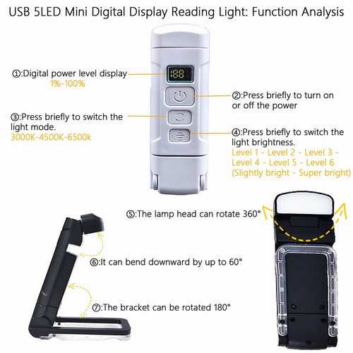 USB Akumulator LED Book Light do dekoracyjnej ochrony oczu Nocna regulacja - Zdjęcie 8 z 11