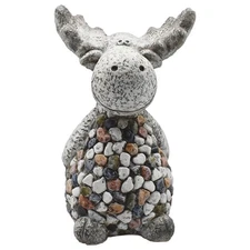 Lipco Large Garden Moose, Pebble Stone, 11.5", Poly Resin Decor