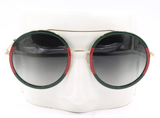 New Gucci Round Gold Tone Green Gradient Women Sunglasses GGOO61S 003 56 530