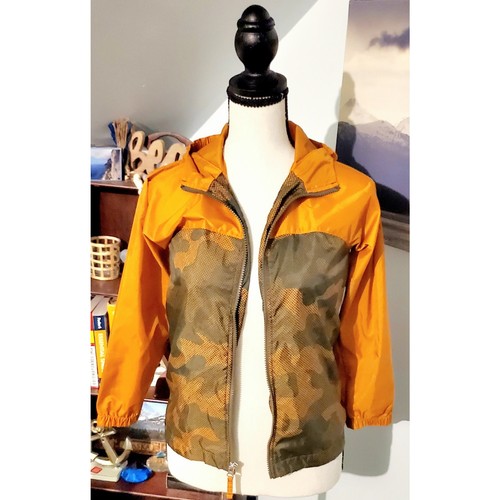 Lands End Boys Camo Rain Jacket Size 7 Back-to-School Fall Summer Windbreaker
