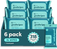 Flushable Wipes - Shea-Coco, 318 Wipes 6 Pack 1 Travel Pack Septic Safe,
