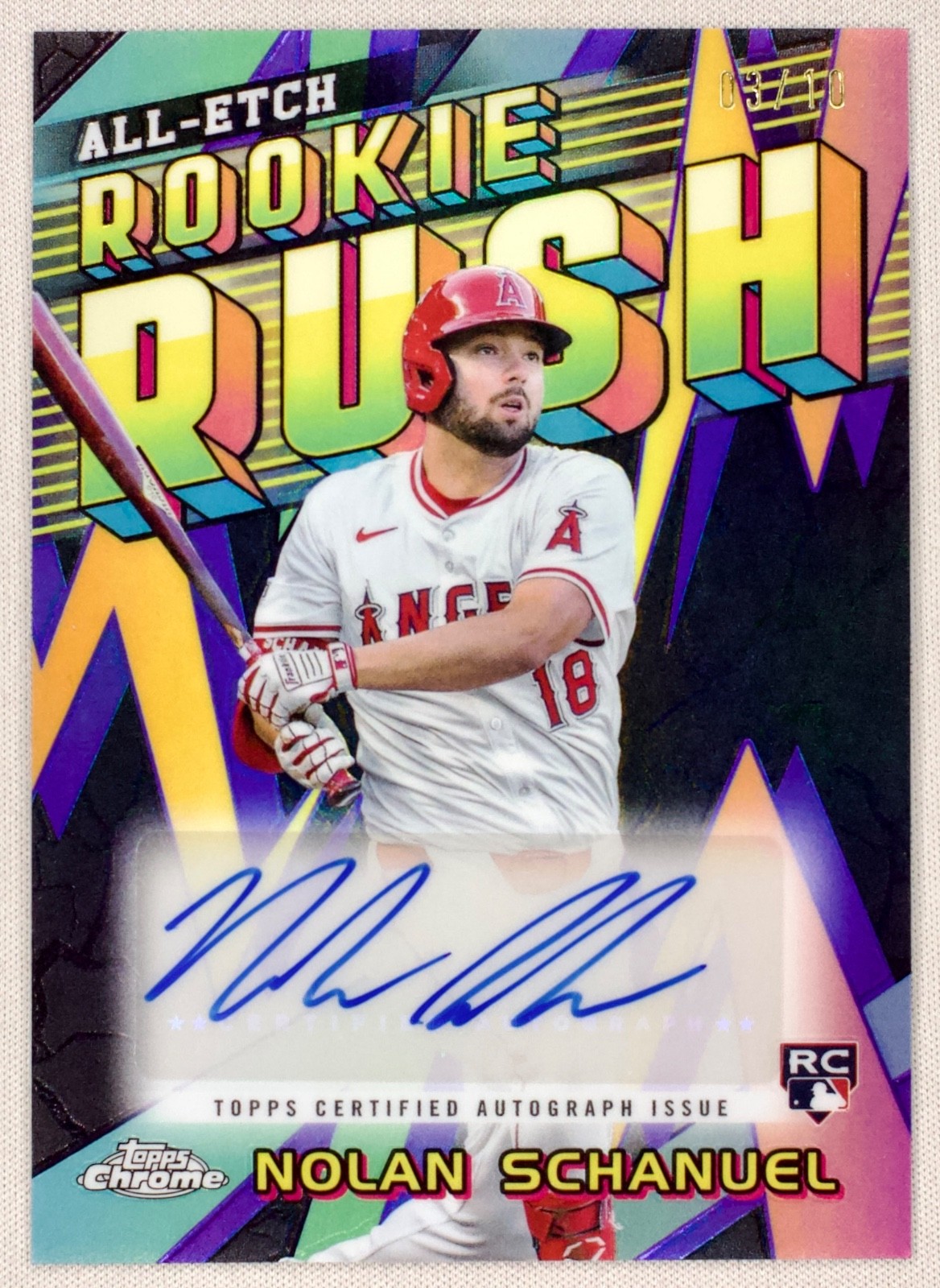 2024 Topps Chrome Update All-Etch Rookie Rush Auto Nolan Schanuel Black 3/10