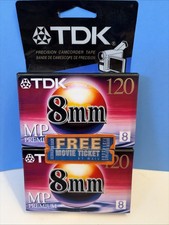 2 pack TDK 8mm Video Tapes MP Premium Camcorder Video 120min P6-120MPL4RB NOS