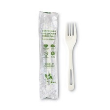 World Centric FOPSI 6.3" TPLA Compostable Cutlery Fork - White (750/CT) New