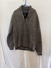 Buffalo David Bitton Mens Large Brown Ribbed 1/4 Zip Sweater Faux Fur Lined NWT