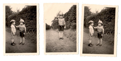 13648- 3 Photos * Little Boy as Policeman & Friend * 1939