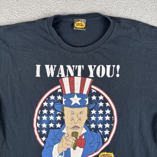 Y2K MTV Beavis & Butthead “I Want You To Pull My Finger” Uncle Sam T-Shirt Sz XL - Picture 2 of 20