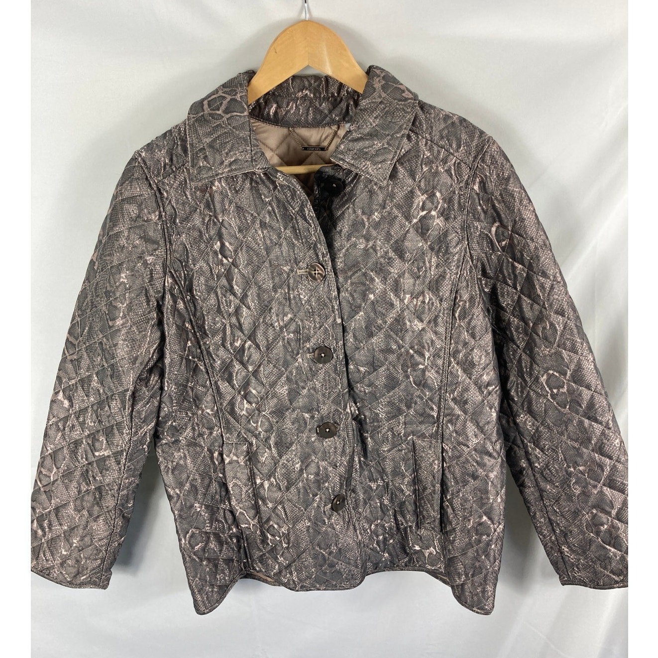 Chicos Python Print Quilted Button Up Jacket Size… - image 3