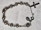 Antique Sterling Silver Crucifix Cross Miraculous Mary Charm Communion Bracelet — photo 1