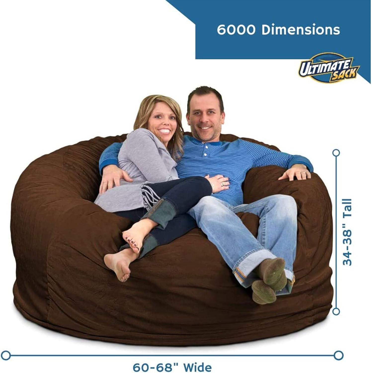 Oversized 6-Foot Navy Suede Bean Bag Chair with Footstool for Ultimate Comfort