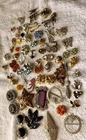 Old Costume Vintage & Antique Jewelry Lot Repair/Parts/AS IS Rhinestones & More