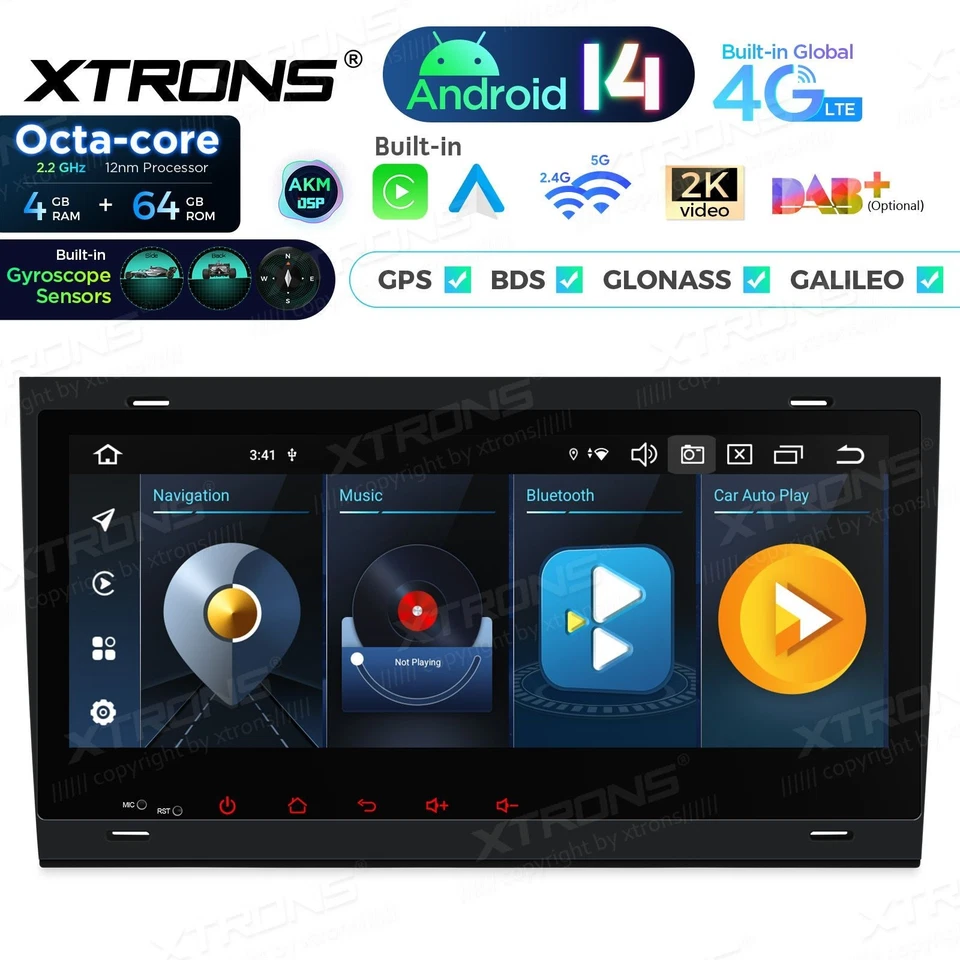 AUTORADIO ANDROID 4/64GB AUDI A4 (B6-B7) S4 RS4 SEAT STEREO AUTO NAVI CARPLAY - Immagine 2 di 4