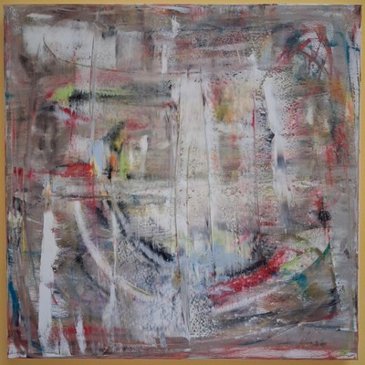 Attraktives Original großes abstraktes Ölgemälde auf einem tiefen Rand Leinwand 30'' x 30''